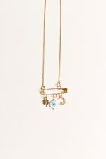Colar Alfinete Charms Proteção