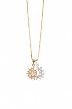 Colar Almas Mescla (Sol dourado e Lua prata Cravejados)