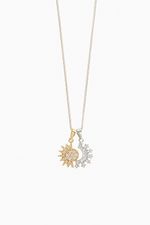 Colar Almas Mescla (Sol dourado e Lua prata Cravejados)
