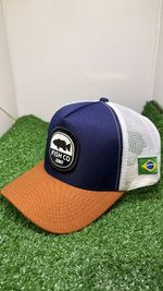 BONÉ FISH CO 2026 -  AZUL COM BRANCO ABA MARROM