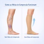 Meia 3/4 Alta Compressão Pé Aberto Bege — 20-30 mmHg