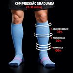 Meia Compressiva Esportiva 3/4 - Azul Clara Fisiovital | Meia Corrida Recuperação 20-30 mmHg