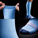 Meia Compressiva Esportiva 3/4 - Azul Clara Fisiovital | Meia Corrida Recuperação 20-30 mmHg