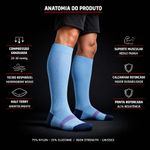 Meia Compressiva Esportiva 3/4 - Azul Clara Fisiovital | Meia Corrida Recuperação 20-30 mmHg