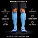 Meia Compressiva Esportiva 3/4 - Azul Clara Fisiovital | Meia Corrida Recuperação 20-30 mmHg