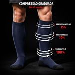 Meia Compressiva Esportiva 3/4 - Azul Escura Fisiovital | Meia Corrida Recuperação 20-30 mmHg