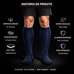 Meia Compressiva Esportiva 3/4 - Azul Escura Fisiovital | Meia Corrida Recuperação 20-30 mmHg