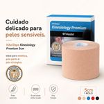 Bandagem Kinesiológica Premium 5cm Fisiovital – Fita Kinesio Tape para Pós-Cirúrgico e Peles Sensíveis