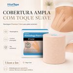 Bandagem Kinesiológica Premium 7,5cm Fisiovital – Fita Kinesio Tape para Pós-Cirúrgico e Peles Sensíveis