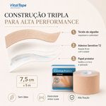 Bandagem Kinesiológica Premium 7,5cm Fisiovital – Fita Kinesio Tape para Pós-Cirúrgico e Peles Sensíveis
