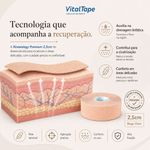 Bandagem Kinesiológica Premium 2,5cm Fisiovital – Fita Kinesio Tape para Pós-Cirúrgico e Peles Sensíveis