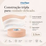 Bandagem Kinesiológica Premium 2,5cm Fisiovital – Fita Kinesio Tape para Pós-Cirúrgico e Peles Sensíveis