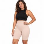 Bermuda Modeladora Cintura Alta DeLinea Fisiovital — Bege com Silicone no Cós