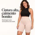 Bermuda Modeladora Cintura Alta DeLinea Fisiovital — Bege com Silicone no Cós