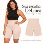 Bermuda Modeladora Cintura Alta DeLinea Fisiovital — Bege com Silicone no Cós