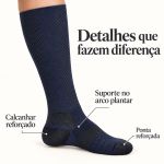 Meia Compressiva Esportiva 3/4 - Azul Escura Fisiovital | Meia Corrida Recuperação 20-30 mmHg