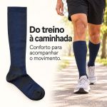 Meia Compressiva Esportiva 3/4 - Azul Escura Fisiovital | Meia Corrida Recuperação 20-30 mmHg