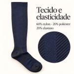 Meia Compressiva Esportiva 3/4 - Azul Escura Fisiovital | Meia Corrida Recuperação 20-30 mmHg