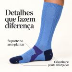 Meia Compressiva Esportiva 3/4 - Azul Clara Fisiovital | Meia Corrida Recuperação 20-30 mmHg