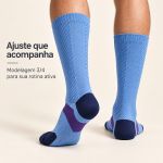 Meia Compressiva Esportiva 3/4 - Azul Clara Fisiovital | Meia Corrida Recuperação 20-30 mmHg
