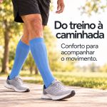 Meia Compressiva Esportiva 3/4 - Azul Clara Fisiovital | Meia Corrida Recuperação 20-30 mmHg