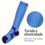 Meia Compressiva Esportiva 3/4 - Azul Clara Fisiovital | Meia Corrida Recuperação 20-30 mmHg