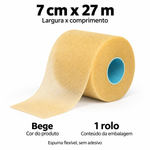 Pré-Taping Futebol Bege 7cm x 27m Fisiovital | Underwrap para Proteção da Pele sob a Caneleira