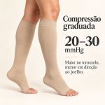Meia Compressiva 3/4 Fisiovital Bege | Ponteira Aberta 20-30 mmHg