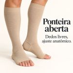 Meia Compressiva 3/4 Fisiovital Bege | Ponteira Aberta 20-30 mmHg