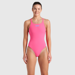 Maiô de Natação Maxlife Team Pro Solid Rosa Shock/Azul Água arena