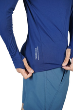 Camiseta Manga Longa UV com Capuz Azul Marinho Florence