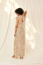 Vestido Chiffon de Seda Impressão Botânica Rosas Pietra - Flavia Aranha