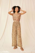 Calça Chiffon de Seda Impressão Botânica Rosas Bianca - Flavia Aranha