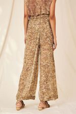 Calça Chiffon de Seda Impressão Botânica Rosas Bianca - Flavia Aranha