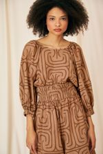 BLUSA MILENA ESTAMPA URUTU ALGODÃO ORGÂNICO - Flavia Aranha