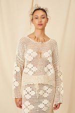 Blusa Leonora Manga Longa Crochê - Flavia Aranha