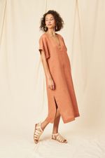 Vestido Midi Cambraia de Linho Selina