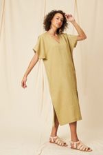 Vestido Midi Cambraia de Linho  Selina