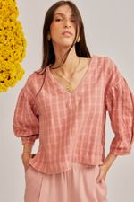 Blusa Ampla Xadrez Co Orgânico Maya