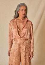 Camisa Liz Seda Impressão Botânica Araucária