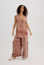 Calça Bethânia Seda Impressão Botânica Crajiru