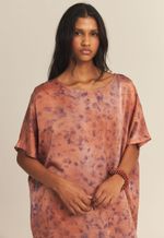 Kaftan Tereza Seda Impressão Botânica Clitória Crajiru 