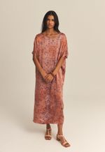 Kaftan Tereza Seda Impressão Botânica Clitória Crajiru 