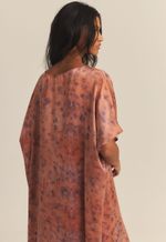 Kaftan Tereza Seda Impressão Botânica Clitória Crajiru 