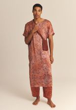 Kaftan Tereza Seda Impressão Botânica Clitória Crajiru 