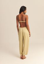 Calça Emma Seda Textura Verde Romã
