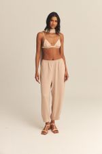 Calça Emma Seda Textura Barbatimão