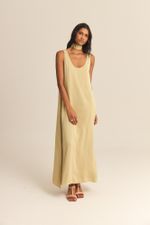 Vestido Isis Seda Textura Verde Romã