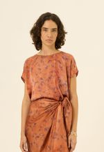 Blusa  Seda Liz  Impressão Botânica  Clitória Crajiru
