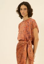 Blusa  Seda Liz  Impressão Botânica  Clitória Crajiru